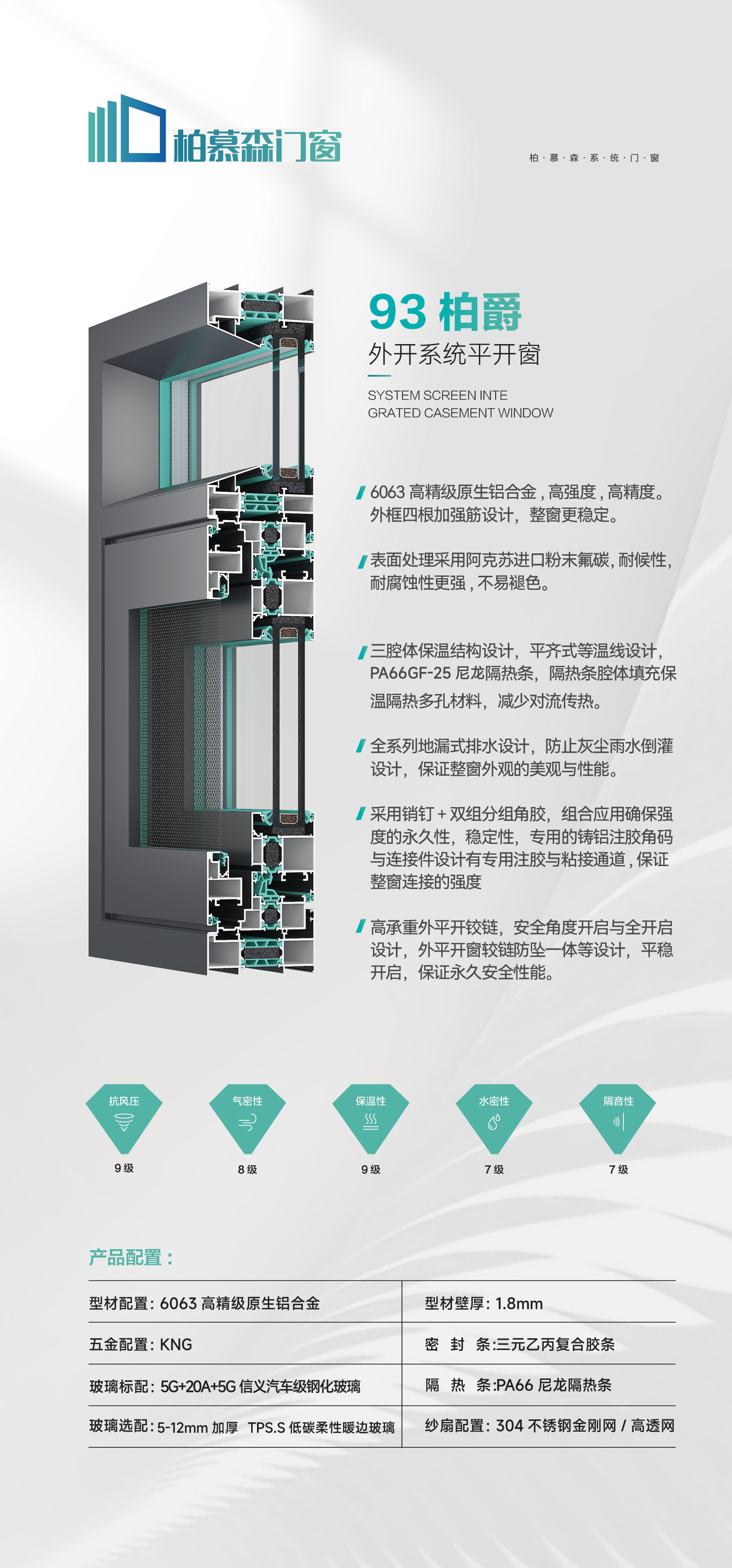 93柏爵外开系统平开窗